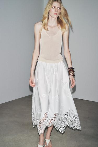 Zara Юбка миди с вышивкой ZW COLLECTION купить с доставкой.