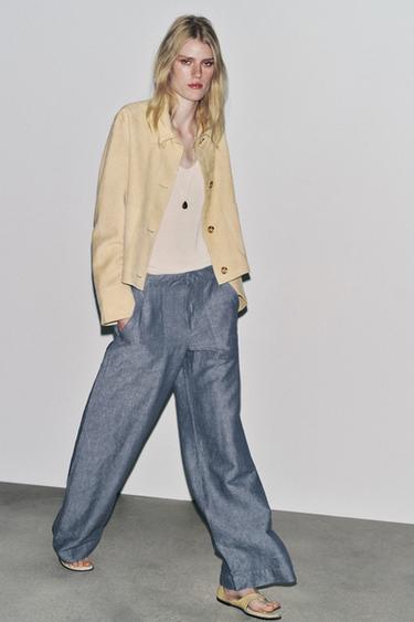 Zara Брюки WIDE-LEG из льняной ткани — ZW COLLECTION купить с доставкой.
