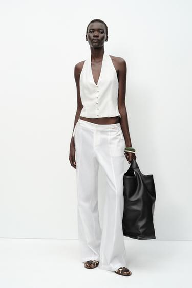 Zara Топ-жилет халтер из льна