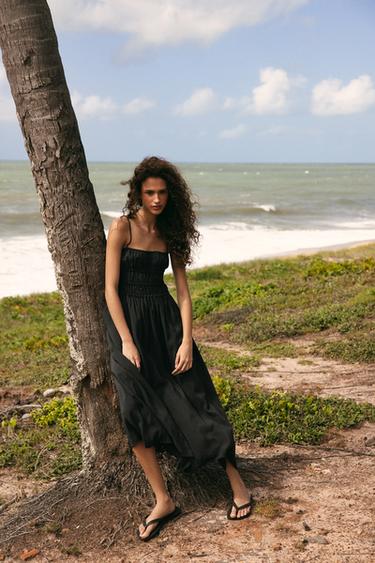 Zara Платье миди из струящейся эластичной ткани