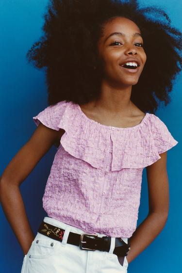 Zara Рубашка с текстурой в цветочек