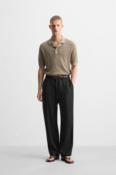 Zara Трикотажное поло с узором купить с доставкой.
