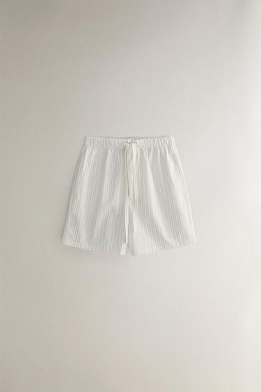 Zara Полосатые хлопковые шорты купить с доставкой.