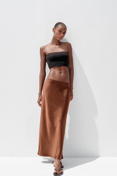Zara Атласная юбка миди купить с доставкой.