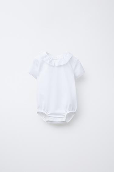 Zara Боди с воротничком петер пэн и швейцарской вышивкой