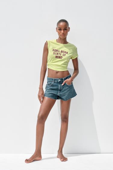 Zara Джинсовые мини-шорты TRF со средней посадкой