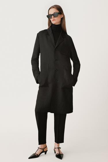 Zara Пальто прямого кроя из смесовой ткани — 50TH ANNIVERSARY купить с доставкой.