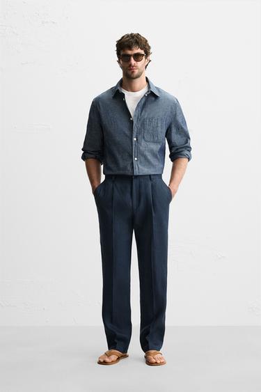 Zara Брюки из 100% льна с защипами