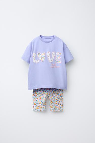 Zara Комплект для бега, футболка и велосипедные легинсы с принтом