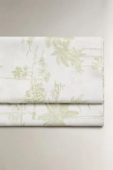 Простыня из хлопкового сатина TOILE DE JOUY с пальмовым деревом
