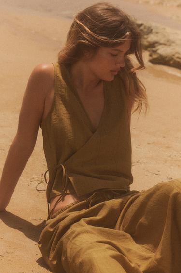 Zara Топ-жилет из жатой ткани купить с доставкой.