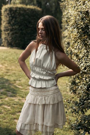 Zara Юбка из жоржета с воланами — LIMITED EDITION купить с доставкой.