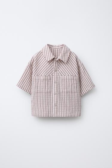 Zara Рубашка из рельефной ткани в клетку купить с доставкой.