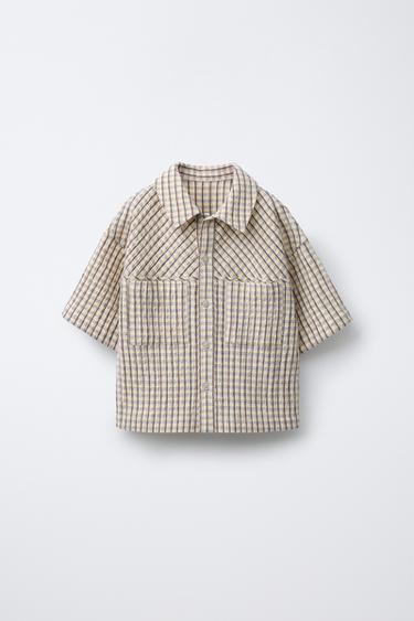 Zara Рубашка из рельефной ткани в клетку купить с доставкой.