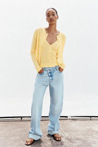 Zara Кардиган с воланами и перфорацией купить с доставкой.