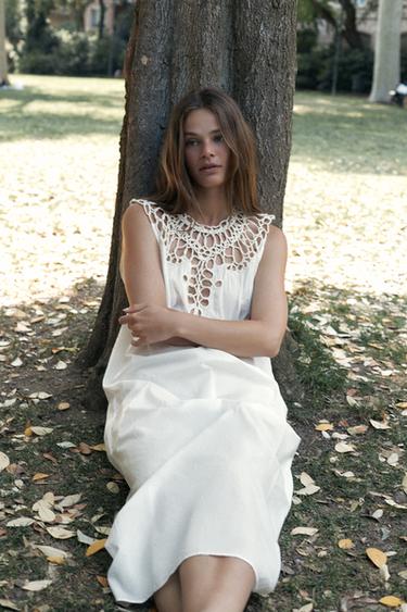 Zara Хлопковое платье с отделкой — LIMITED EDITION