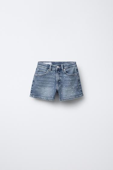 Zara Джинсовые шорты со стразами купить с доставкой.