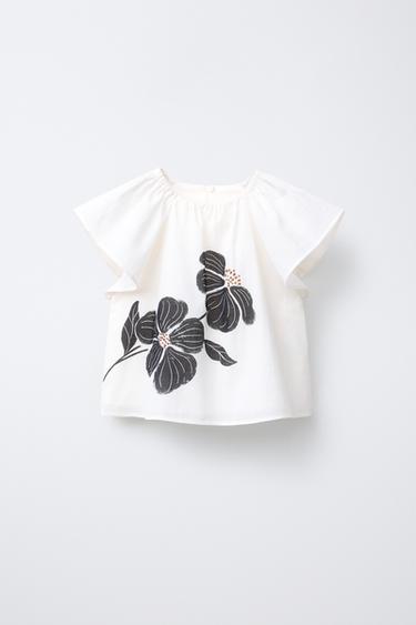 Zara Блузка с цветочным принтом