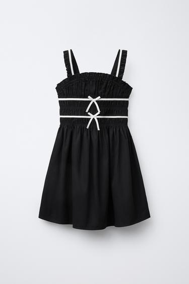 Zara Платье с бантами и контрастной отделкой купить с доставкой.