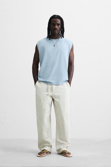 Zara Топ RELAXED FIT без рукавов купить с доставкой.