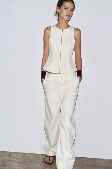 Zara Джинсовый топ с застежкой-молнией — ZW COLLECTION купить с доставкой.