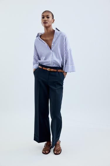 Zara Рубашка из поплина с широкими рукавами купить с доставкой.