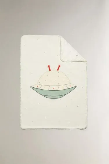 CHILDREN'S COTTON BLANKET WITH SPACE APPLIQUé