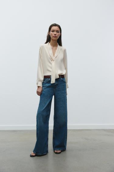 Zara Рубашка в полоску с декоративной деталью купить с доставкой.