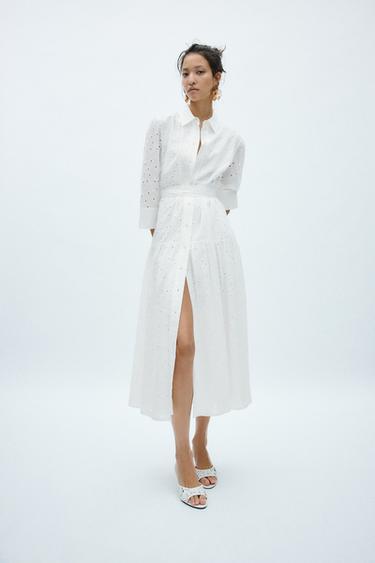 Zara Платье с ажурной вышивкой — ZW COLLECTION купить с доставкой.