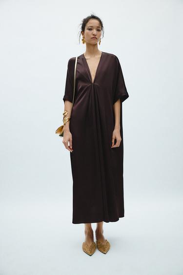 Zara Платье из плиссированной ткани ZW купить с доставкой.