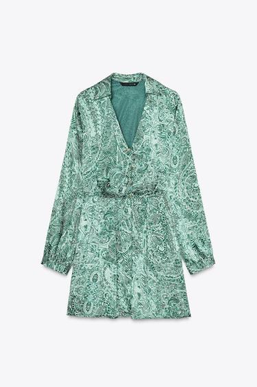 Zara Атласное мини-платье с принтом купить с доставкой.