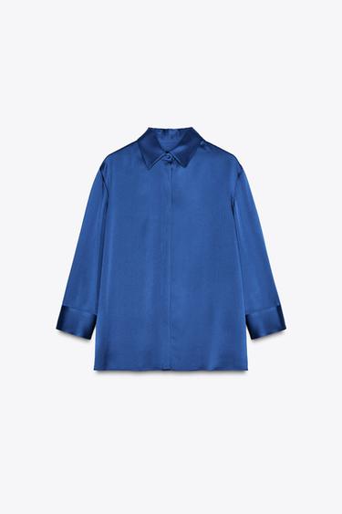 Zara Атласная рубашка — ZW COLLECTION купить с доставкой.