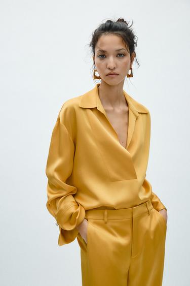 Zara Атласная рубашка — ZW COLLECTION купить с доставкой.