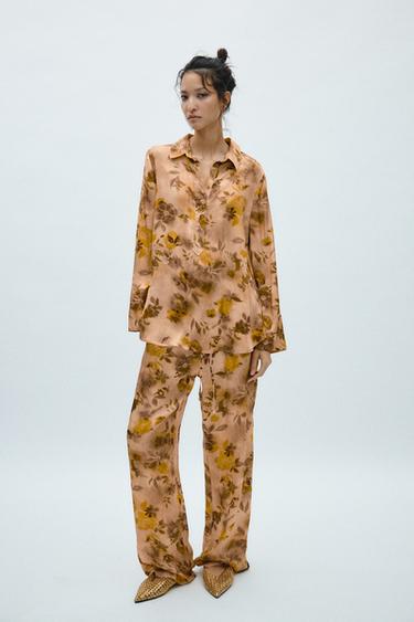 Zara Рубашка из ткани с принтом — ZW COLLECTION купить с доставкой.