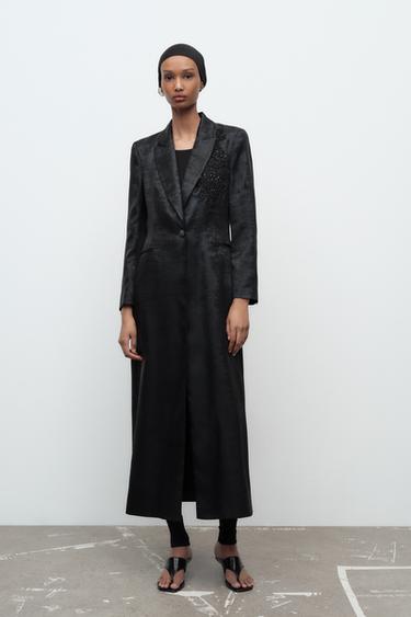 Zara Длинный блейзер с бусинами купить с доставкой.