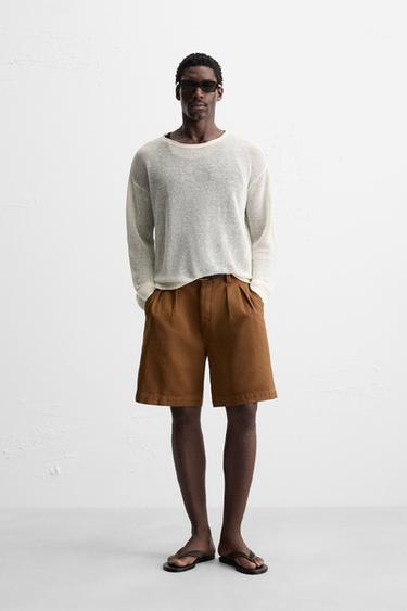 Zara Свитер из льняной смесовой ткани с рельефным узором купить с доставкой.