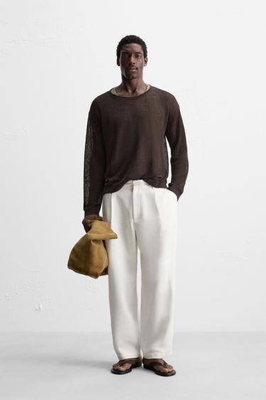 Zara Свитер из льняной смесовой ткани с рельефным узором купить с доставкой.