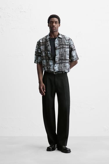 Zara Рубашка с абстрактным принтом купить с доставкой.