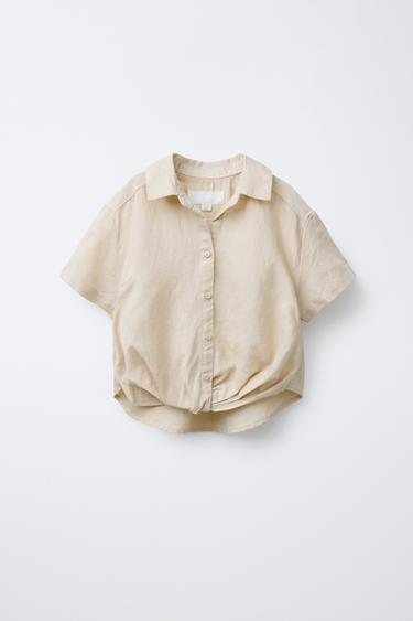 Zara Рубашка из смесового льна со сборками купить с доставкой.