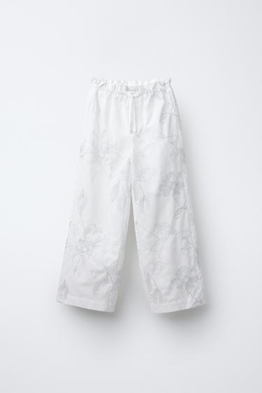 Zara SHINY EMBROIDERED TROUSERS купить с доставкой.