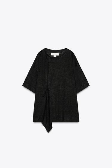 Zara Льняная футболка с бантом X FANGLU LIN купить с доставкой.