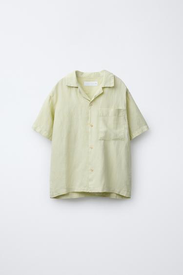 Zara Рубашка боулинг из смесового льна купить с доставкой.