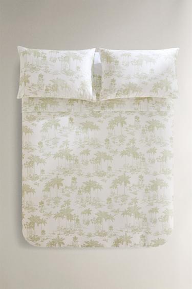 Zara Покрывало из сатина TOILE DE JOUY PALM TREE купить с доставкой.