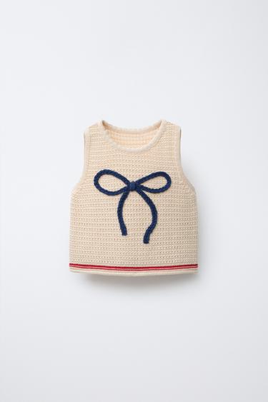 Zara Трикотажный топ с бантом
