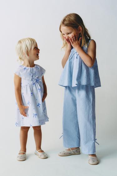 Zara Платье в полоску с бантиками