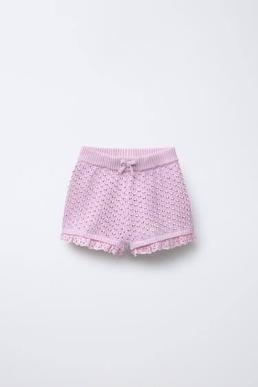 Zara Трикотажные бермуды с кружевом купить с доставкой.
