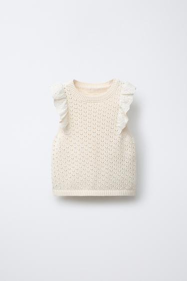 Zara Трикотажный топ с кружевом купить с доставкой.