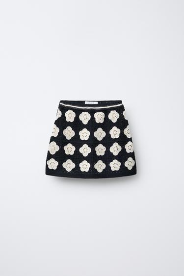 Zara Трикотажная юбка с цветочным принтом купить с доставкой.