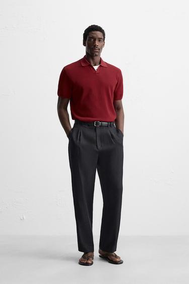 Zara Поло из рельефного трикотажа купить с доставкой.
