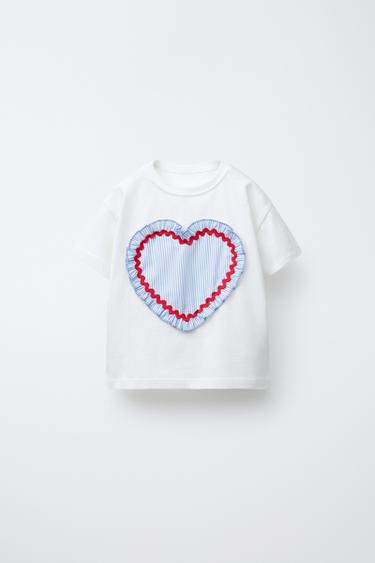 Zara Футболка с сердечками из поплина купить с доставкой.